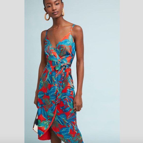 anthropologie floral wrap dress
